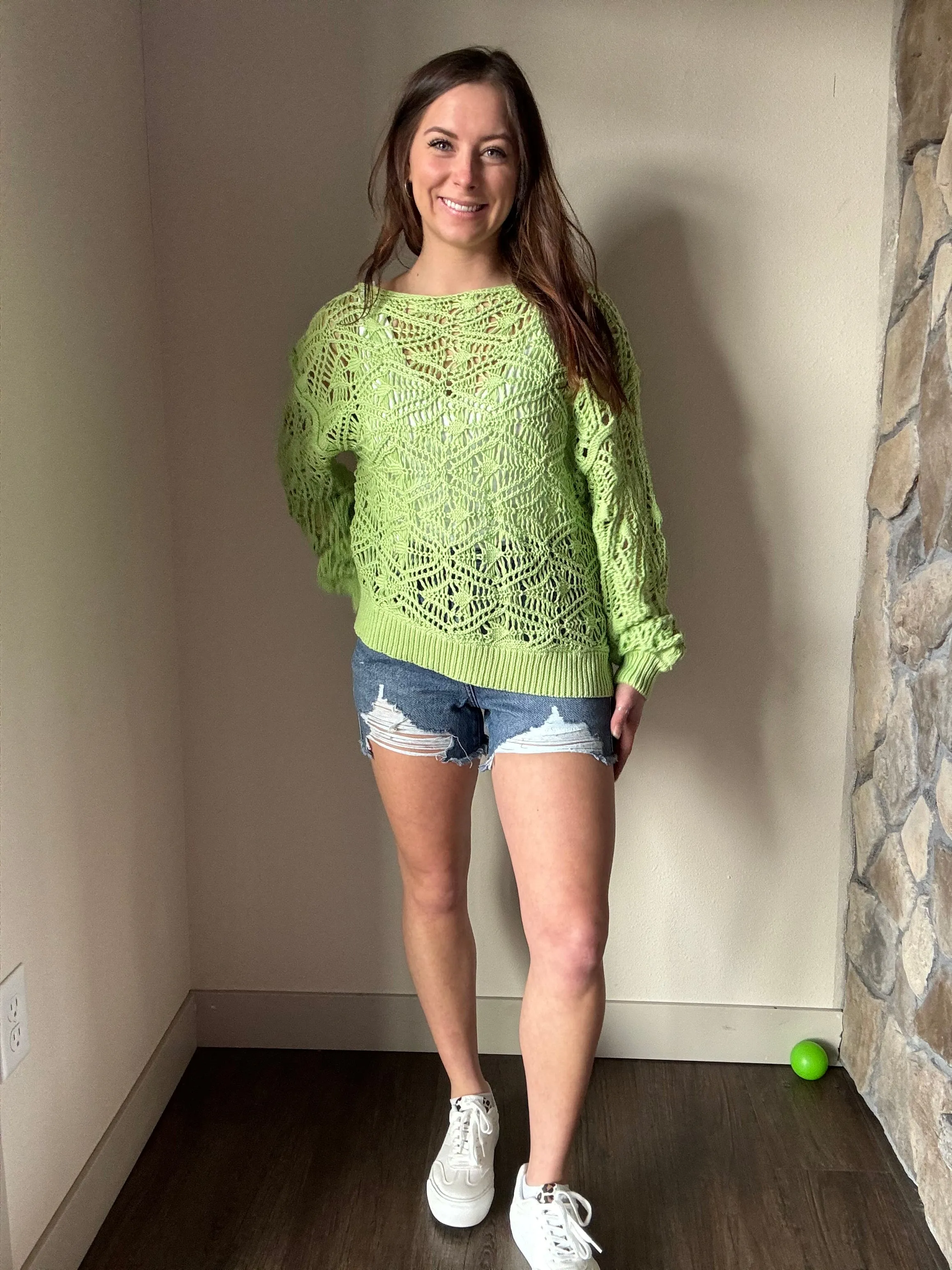 kiwi open weave sweater