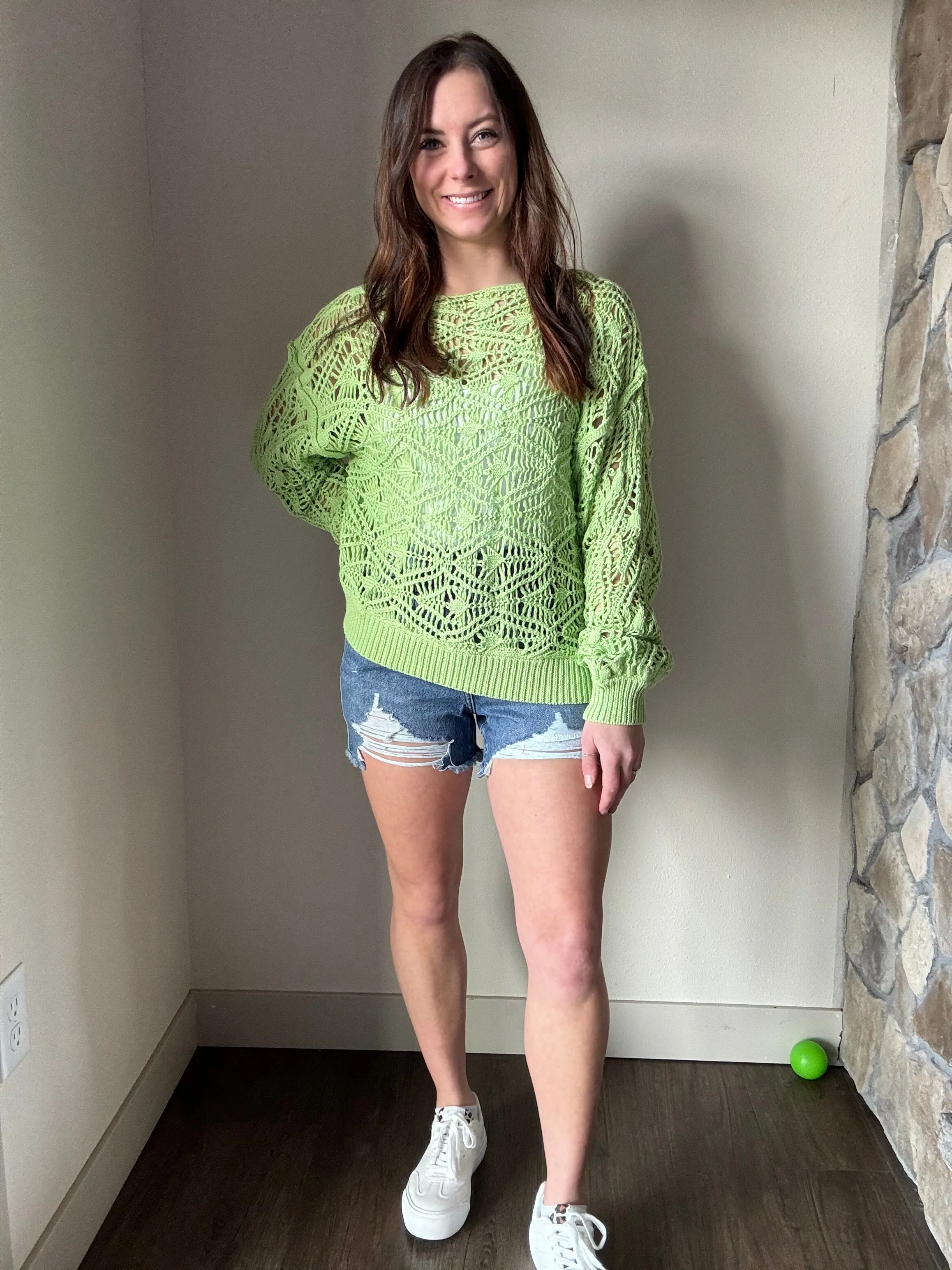 kiwi open weave sweater