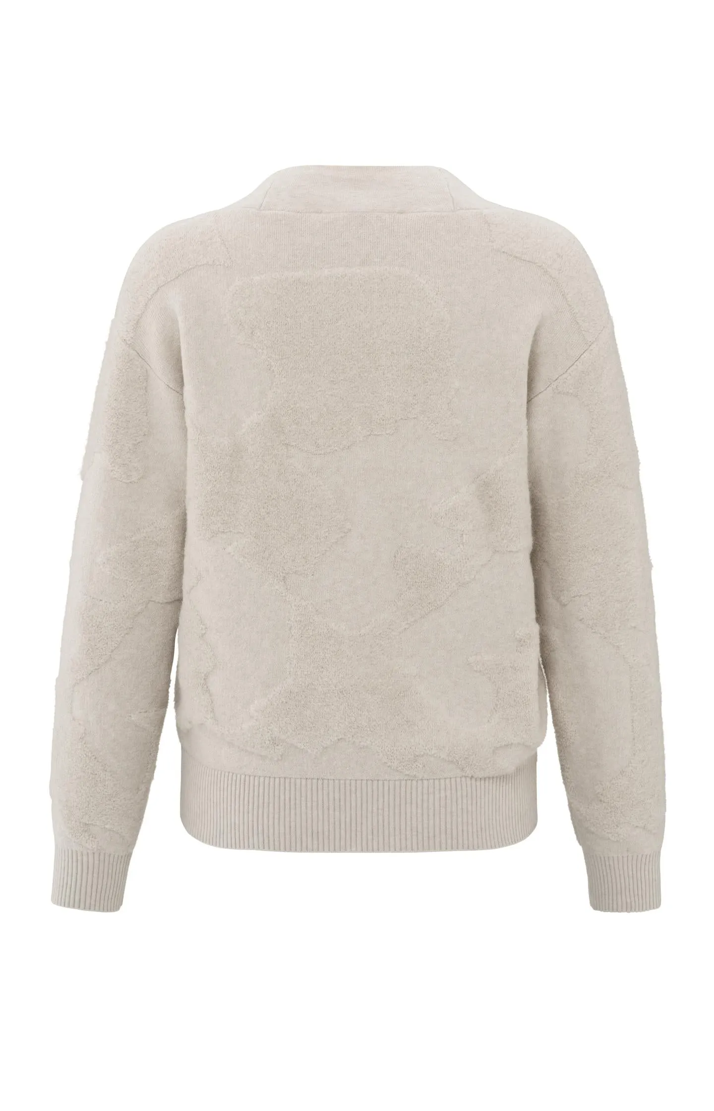 Knitted sweater with V-neck and textured pattern