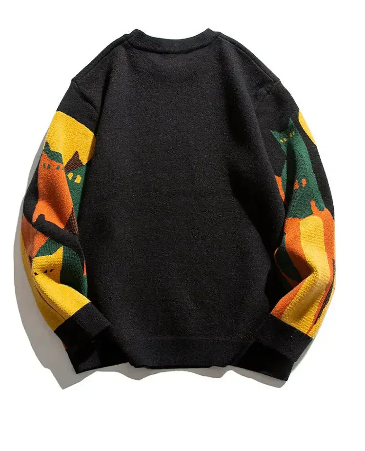 Knitted women's sweater with cat motif - cozy and warm