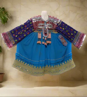Kuchi Banjara Ethnic Blue Afghan Frock