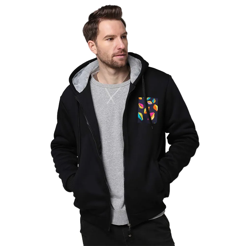 Lanre African Cowries Men's Plush Zipper Hoodie