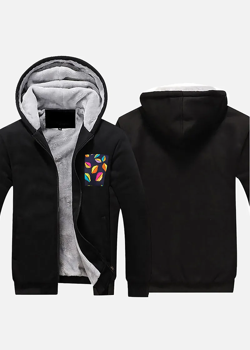 Lanre African Cowries Men's Plush Zipper Hoodie