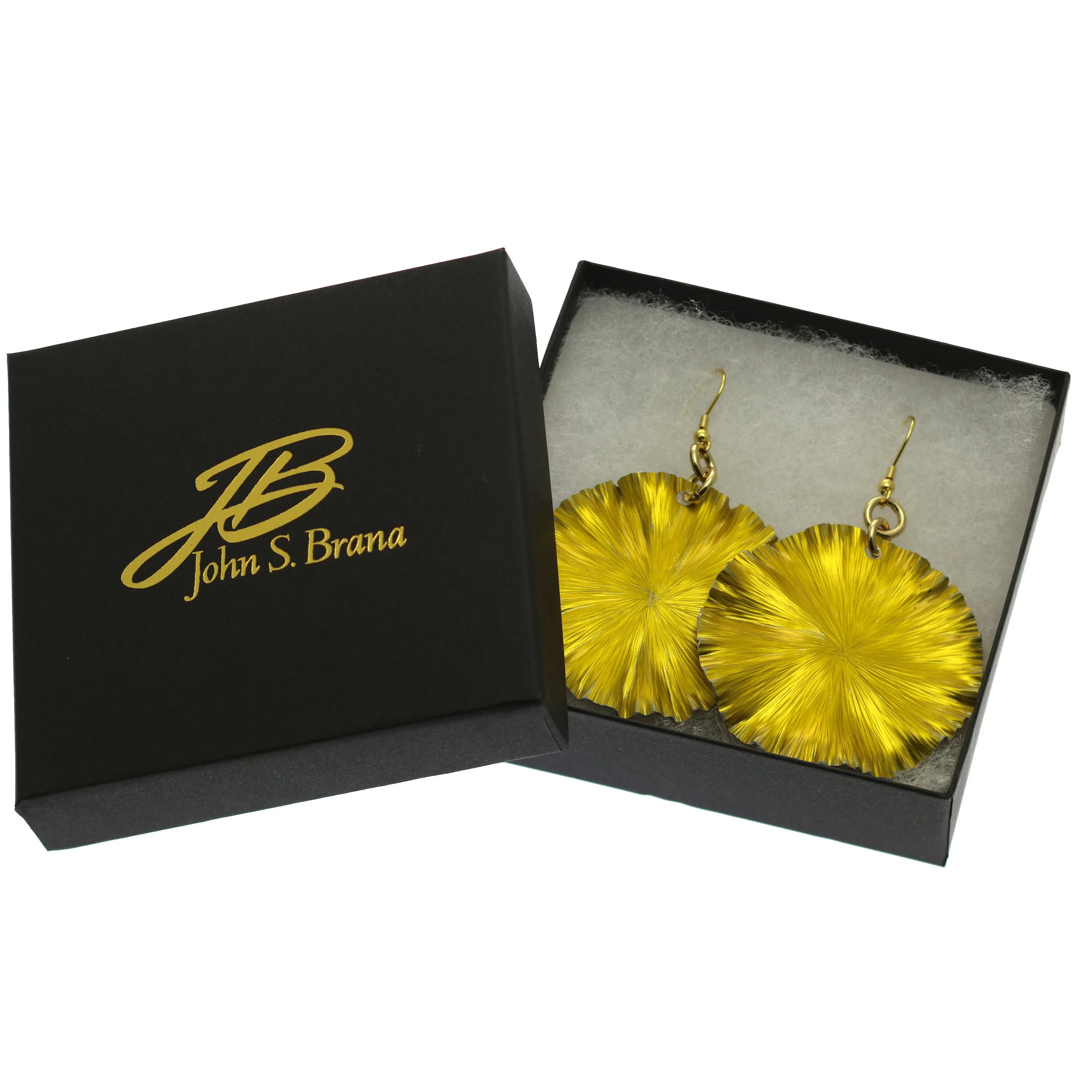 Large Canary Yellow Lily Pad Anodized Aluminum Leaf Earrings