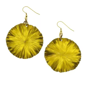 Large Canary Yellow Lily Pad Anodized Aluminum Leaf Earrings