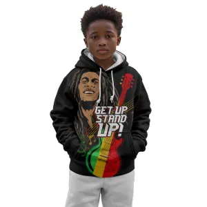 Legend Bob Get Up Stand Up Kid Hoodie Black Jamaican Reggae Multicolored LT9