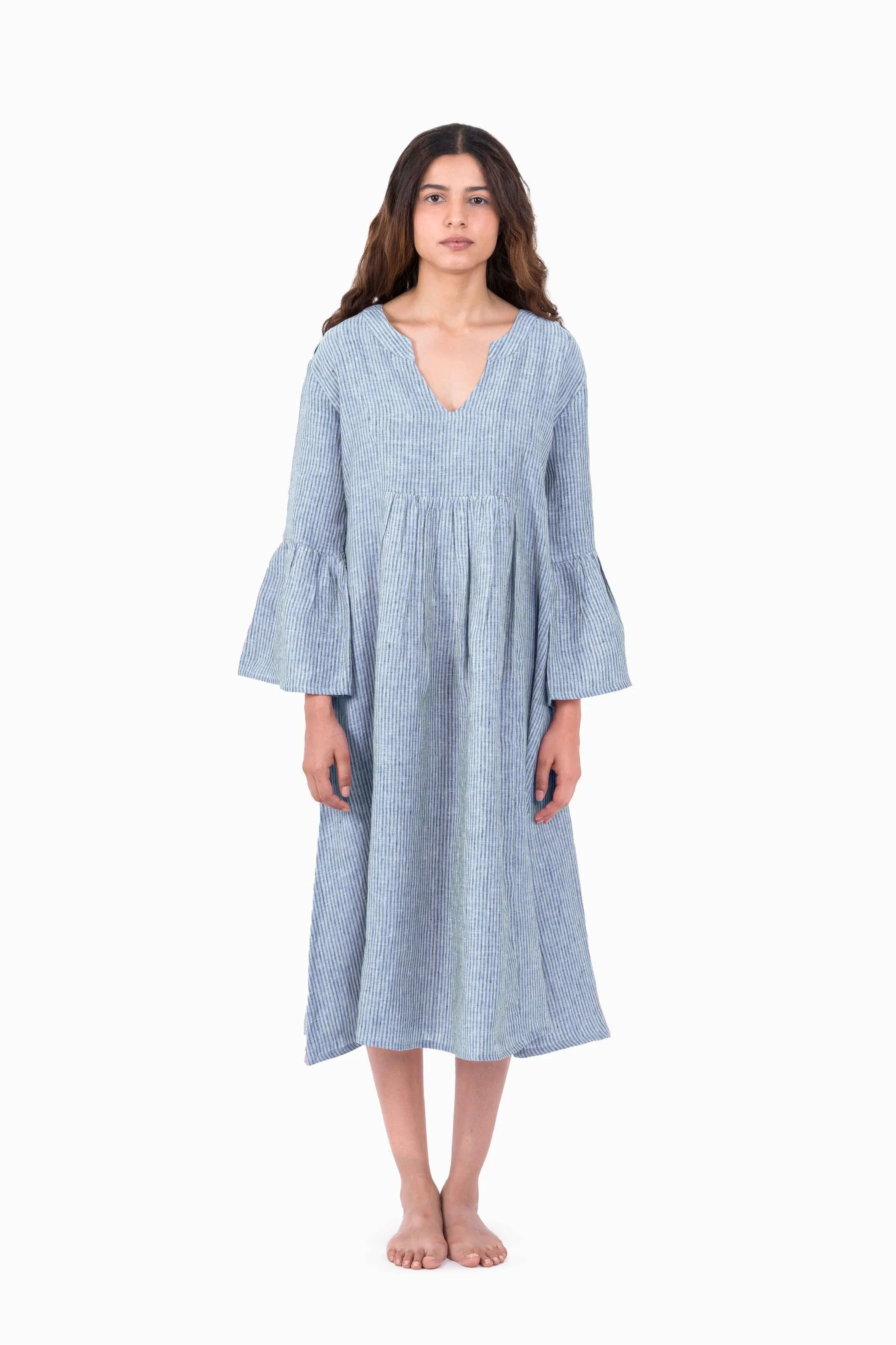 Linen Arlette Dress-Swirly Red