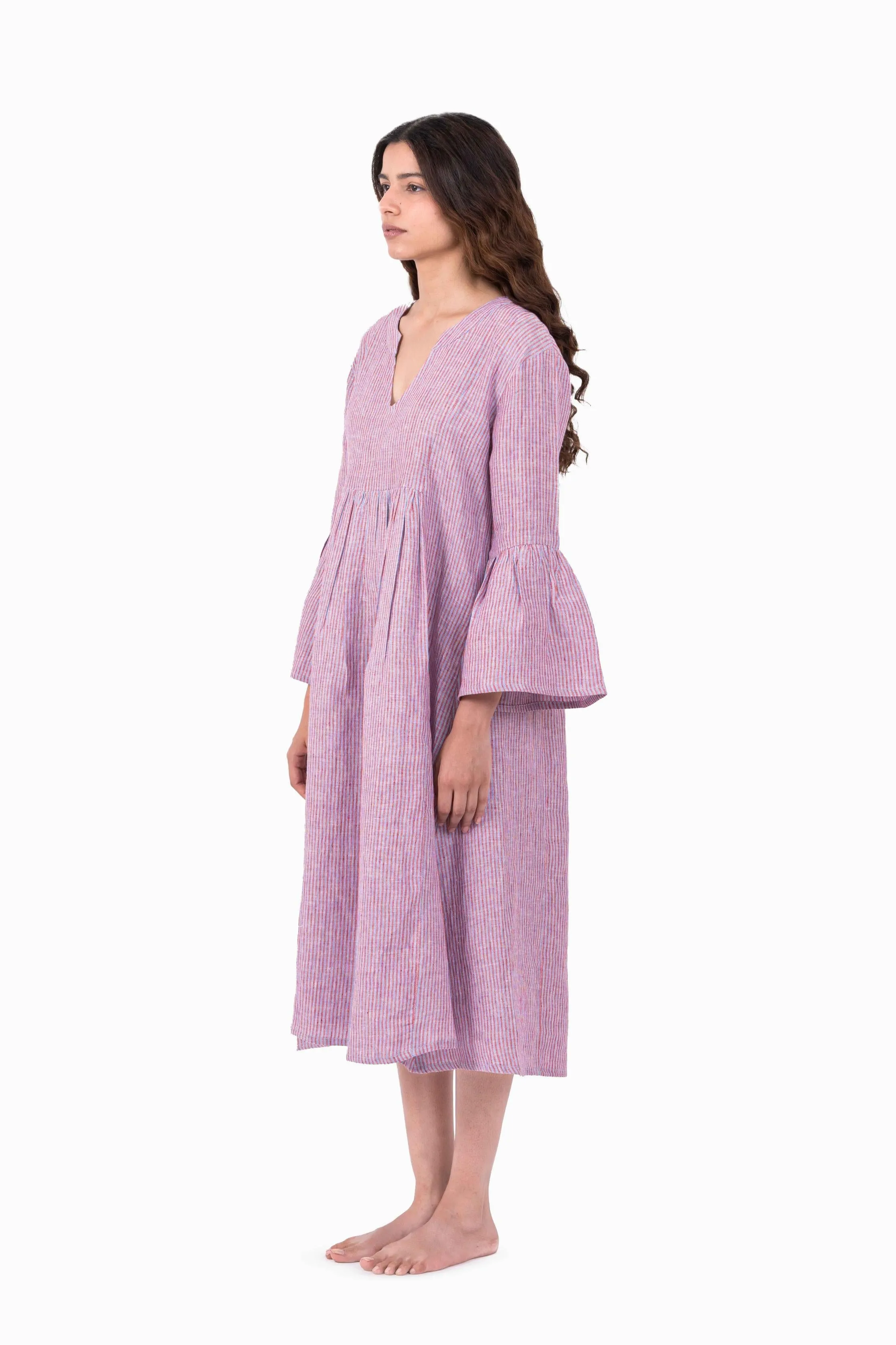 Linen Arlette Dress-Swirly Red