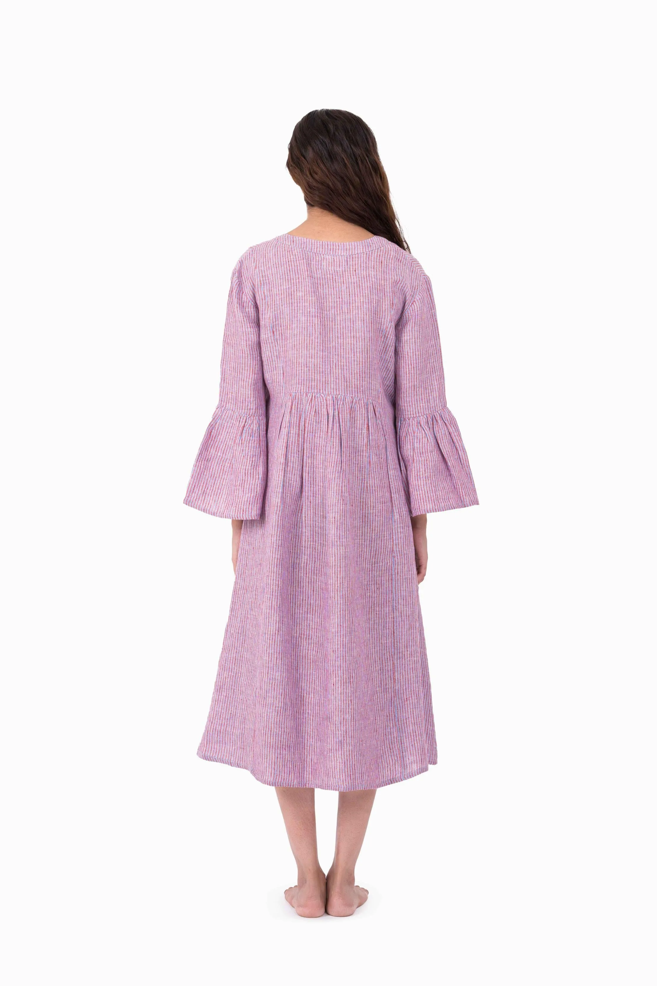Linen Arlette Dress-Swirly Red