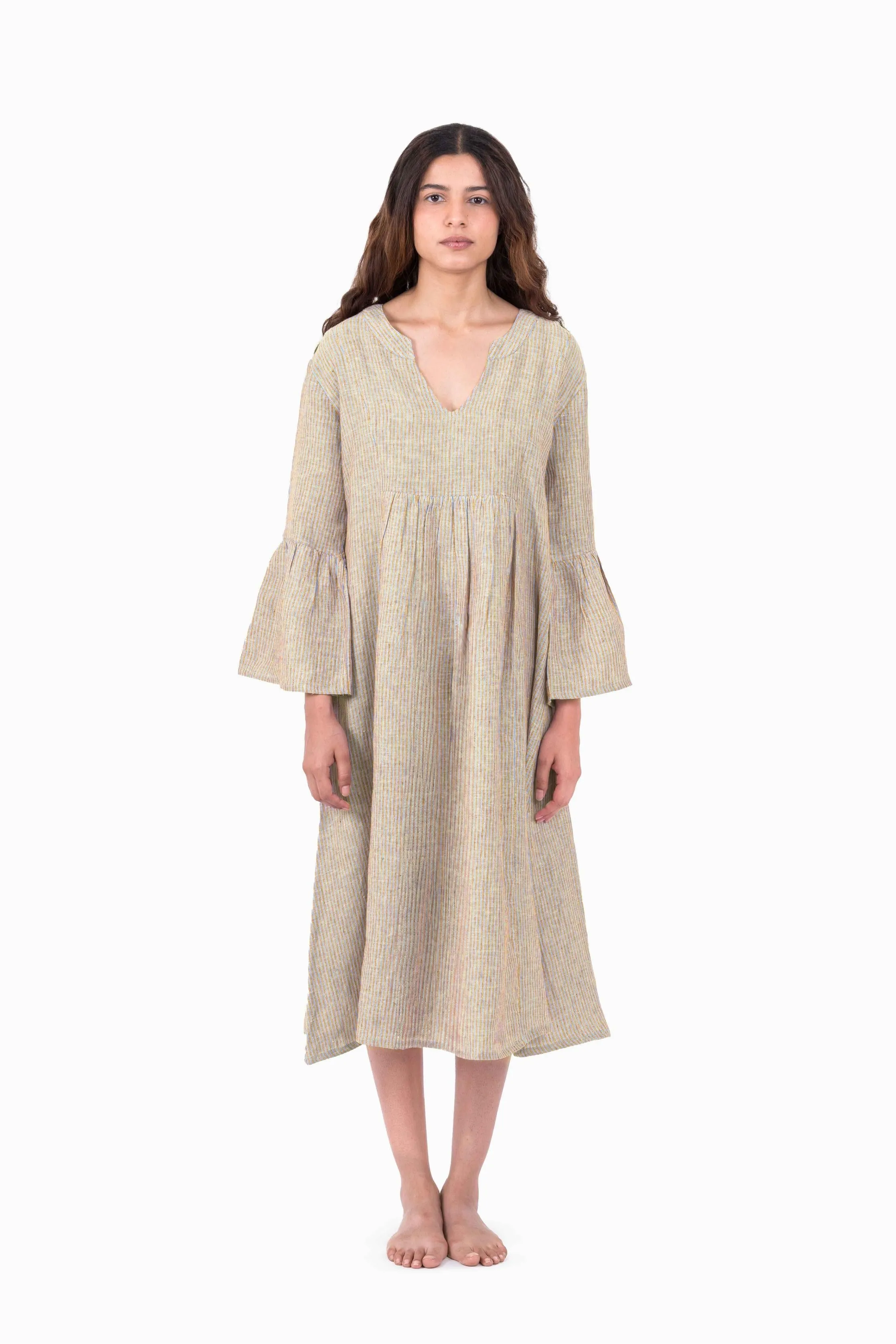 Linen Arlette Dress-Swirly Red