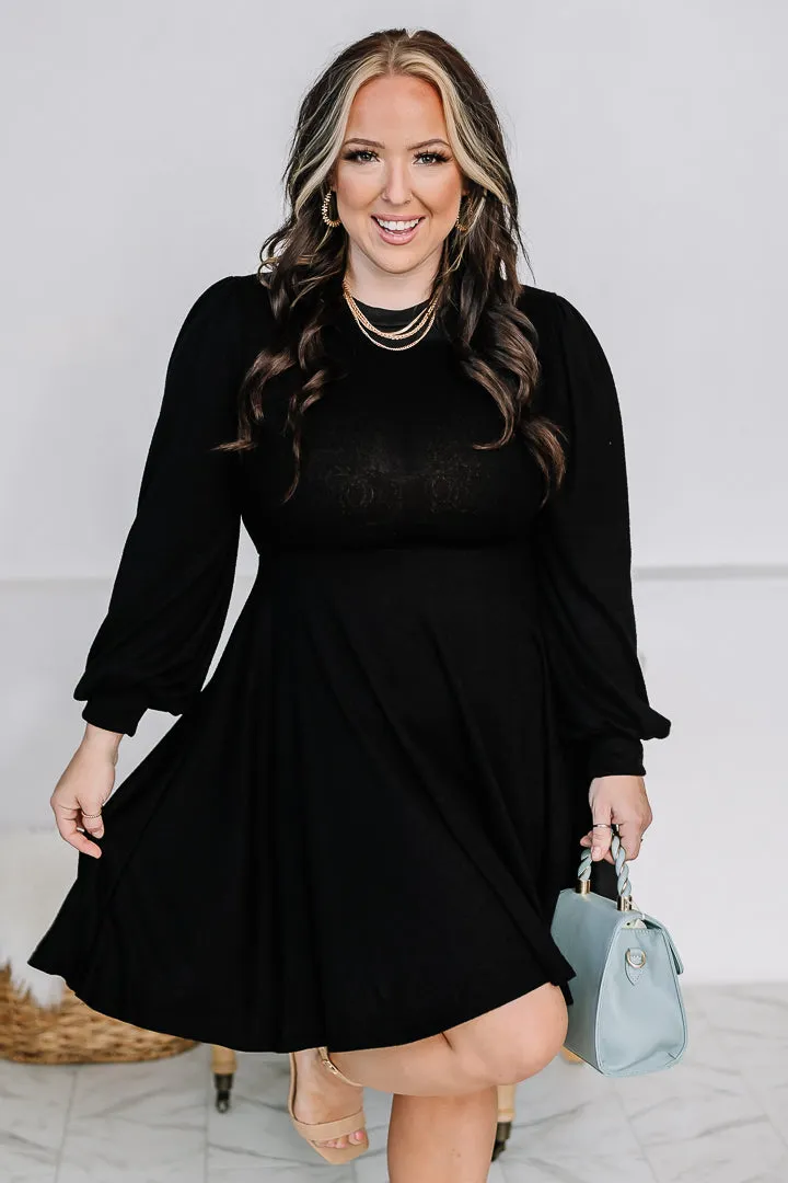 Little Black Dress Mock Neck Mini Dress