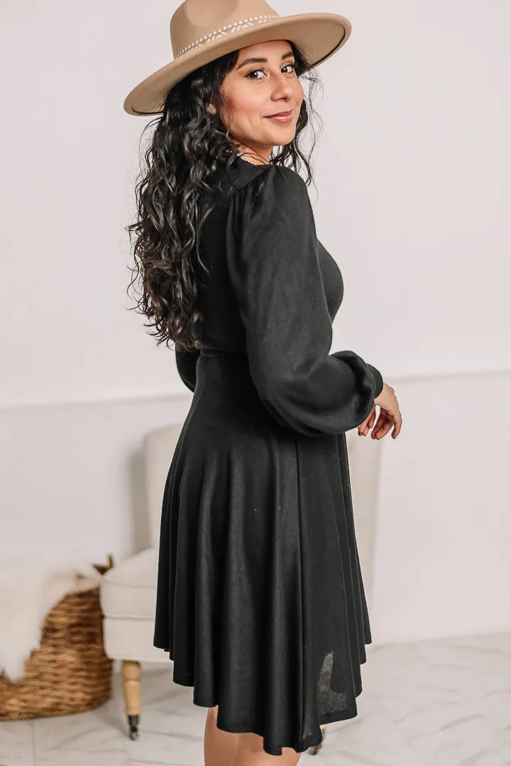 Little Black Dress Mock Neck Mini Dress