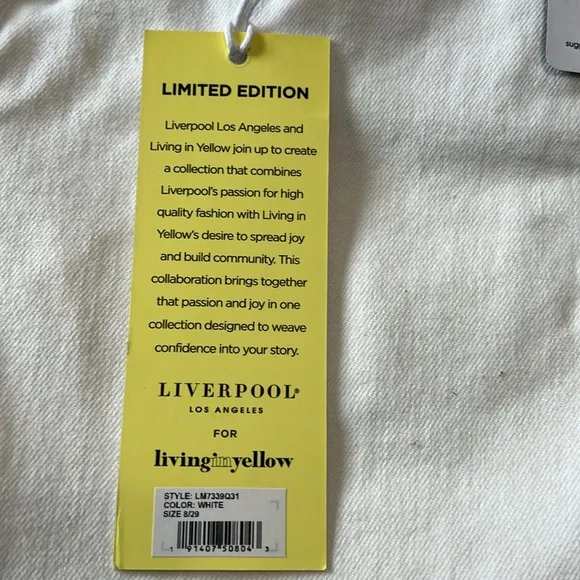 Liverpool Limited Edition The Crop Straight Distressed White Jeans Size 8