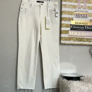 Liverpool Limited Edition The Crop Straight Distressed White Jeans Size 8