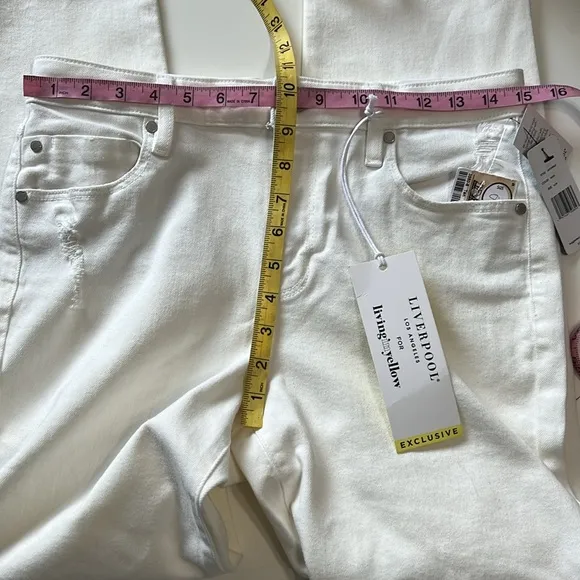 Liverpool Limited Edition The Crop Straight Distressed White Jeans Size 8