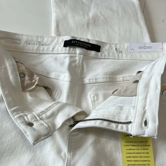 Liverpool Limited Edition The Crop Straight Distressed White Jeans Size 8