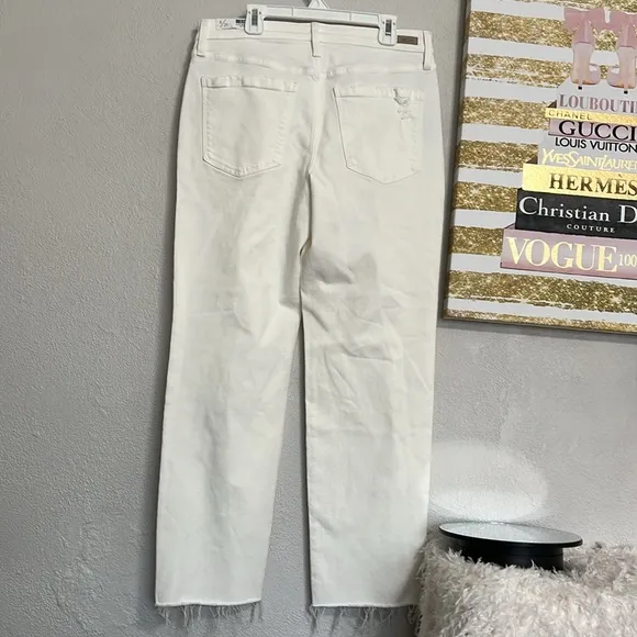 Liverpool Limited Edition The Crop Straight Distressed White Jeans Size 8