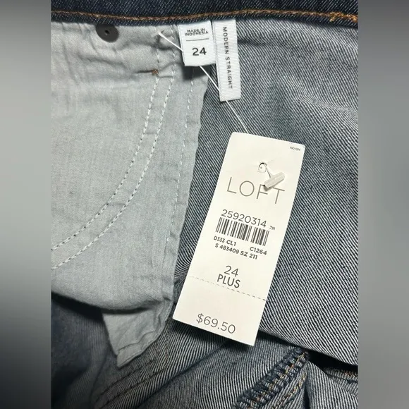 Loft Plus Size Modern Straight Jeans Dark Blue Classic Women’s Size 24 New
