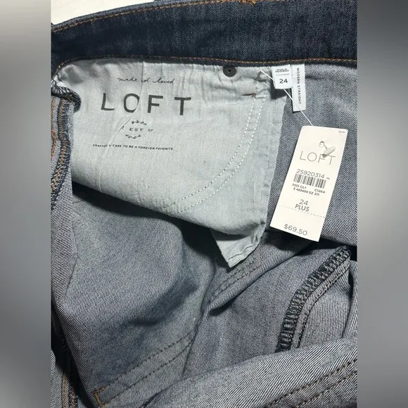 Loft Plus Size Modern Straight Jeans Dark Blue Classic Women’s Size 24 New