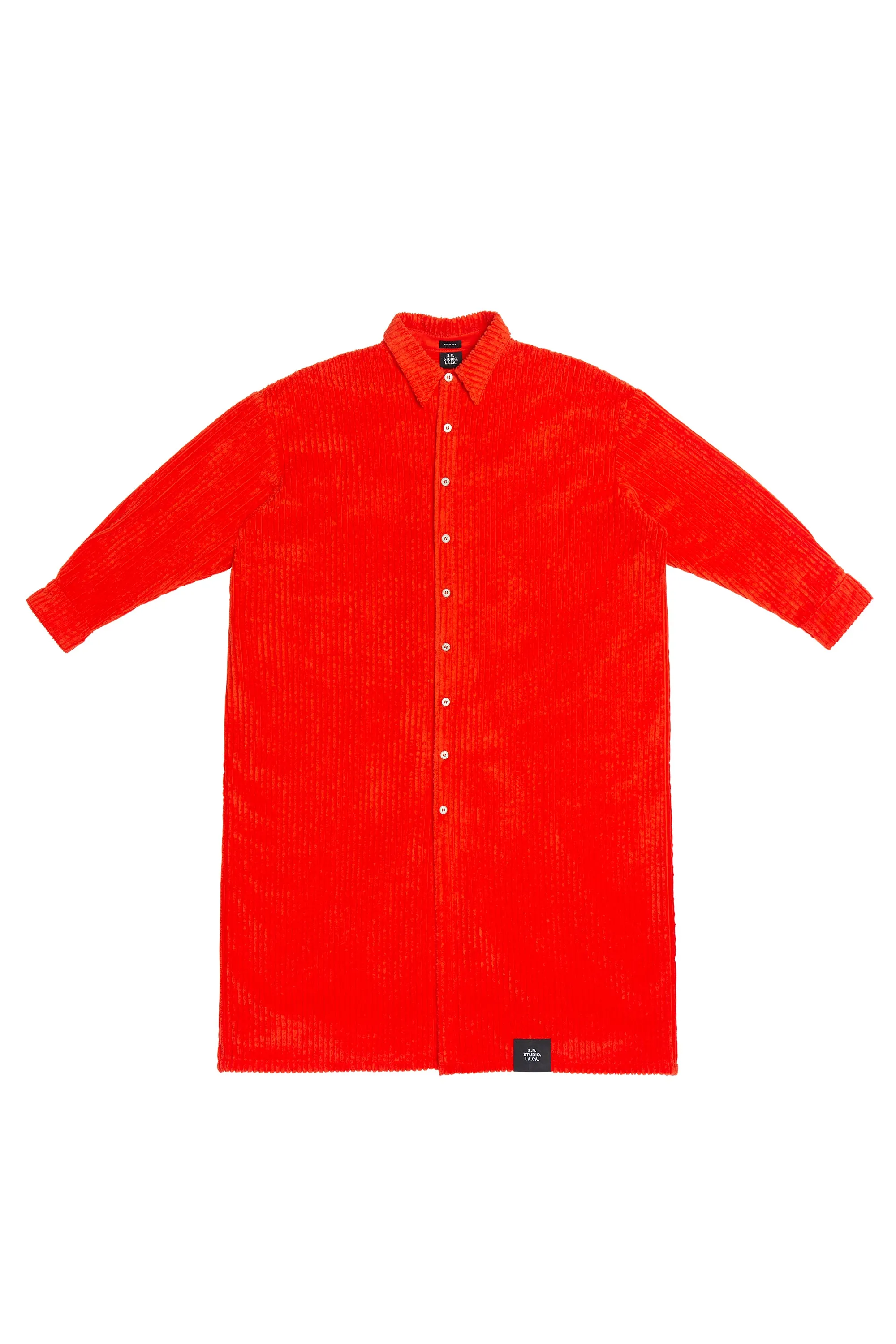 LONG SLEEVE CORDUROY SHIRTDRESS WITH POCKETS