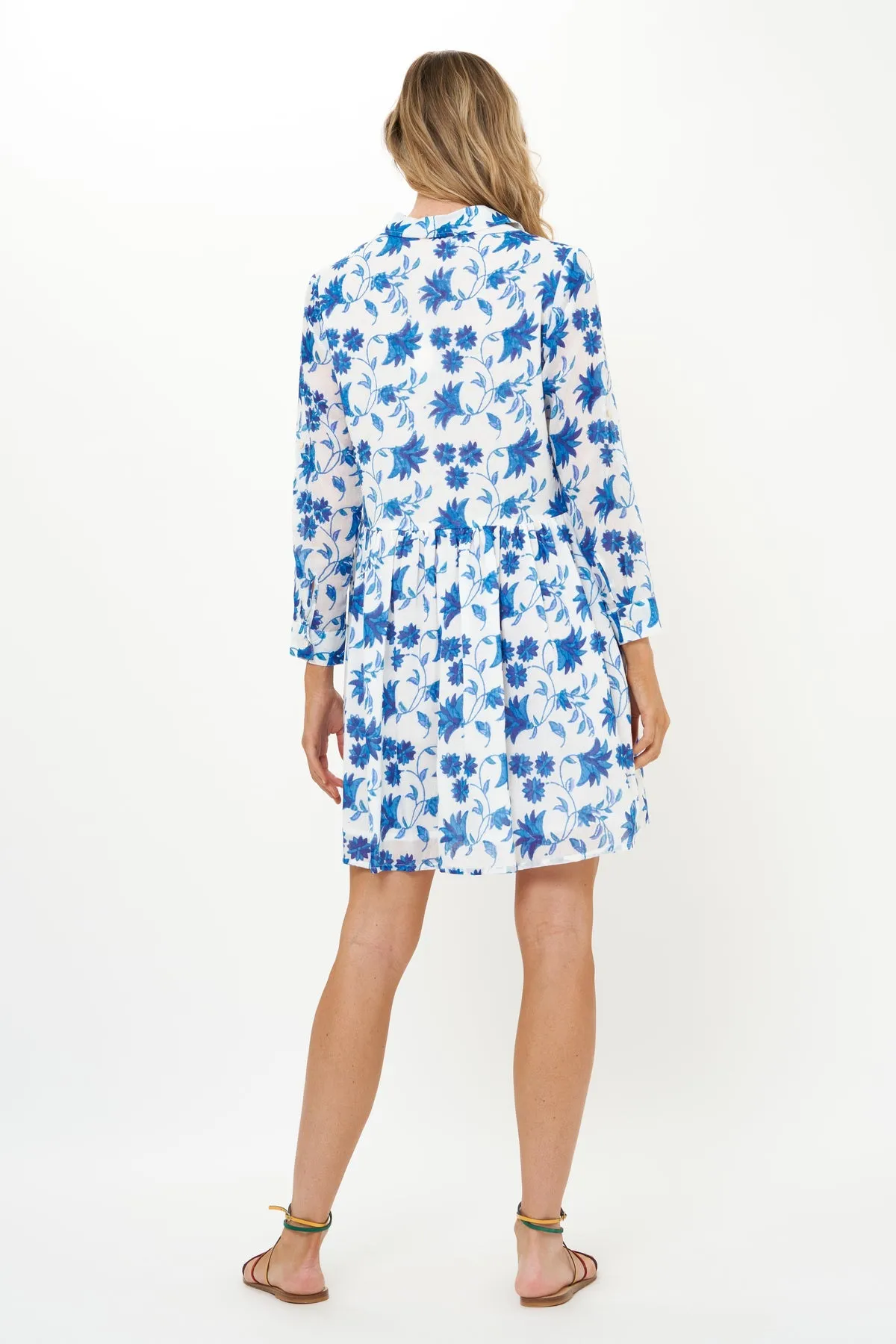 Long Sleeve Shirt Dress Mini - Marion Blue