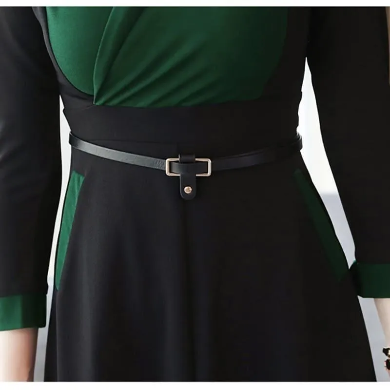 Long Sleeve Vintage Chiffon Elegant  Midi Dress