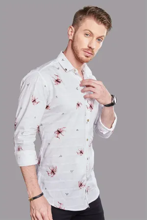 Lorenzo White Floral Digital Printed Shirt