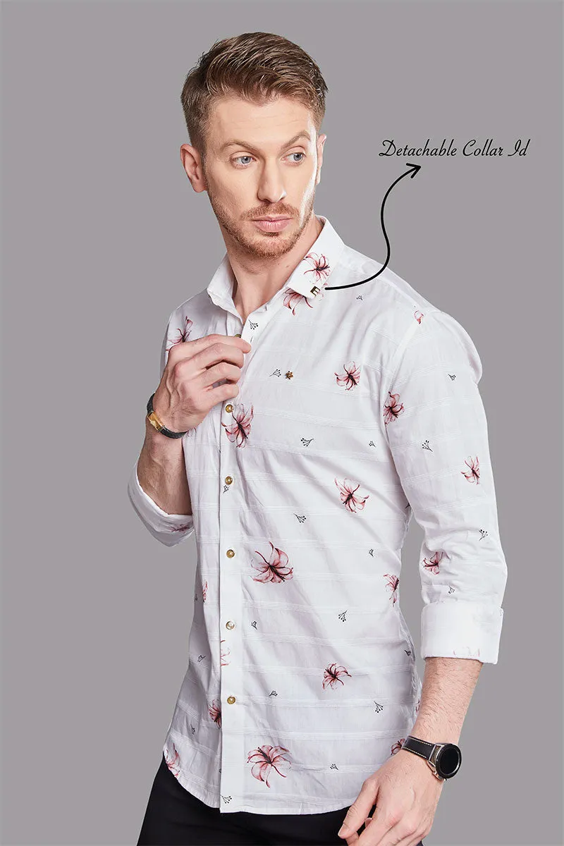 Lorenzo White Floral Digital Printed Shirt
