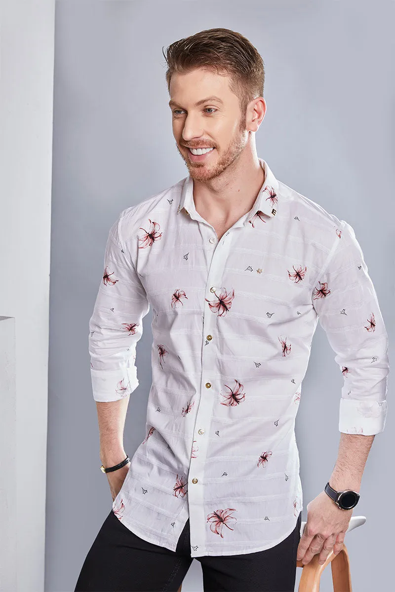 Lorenzo White Floral Digital Printed Shirt