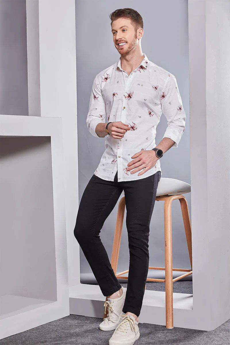 Lorenzo White Floral Digital Printed Shirt