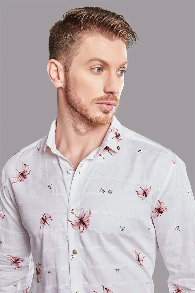 Lorenzo White Floral Digital Printed Shirt