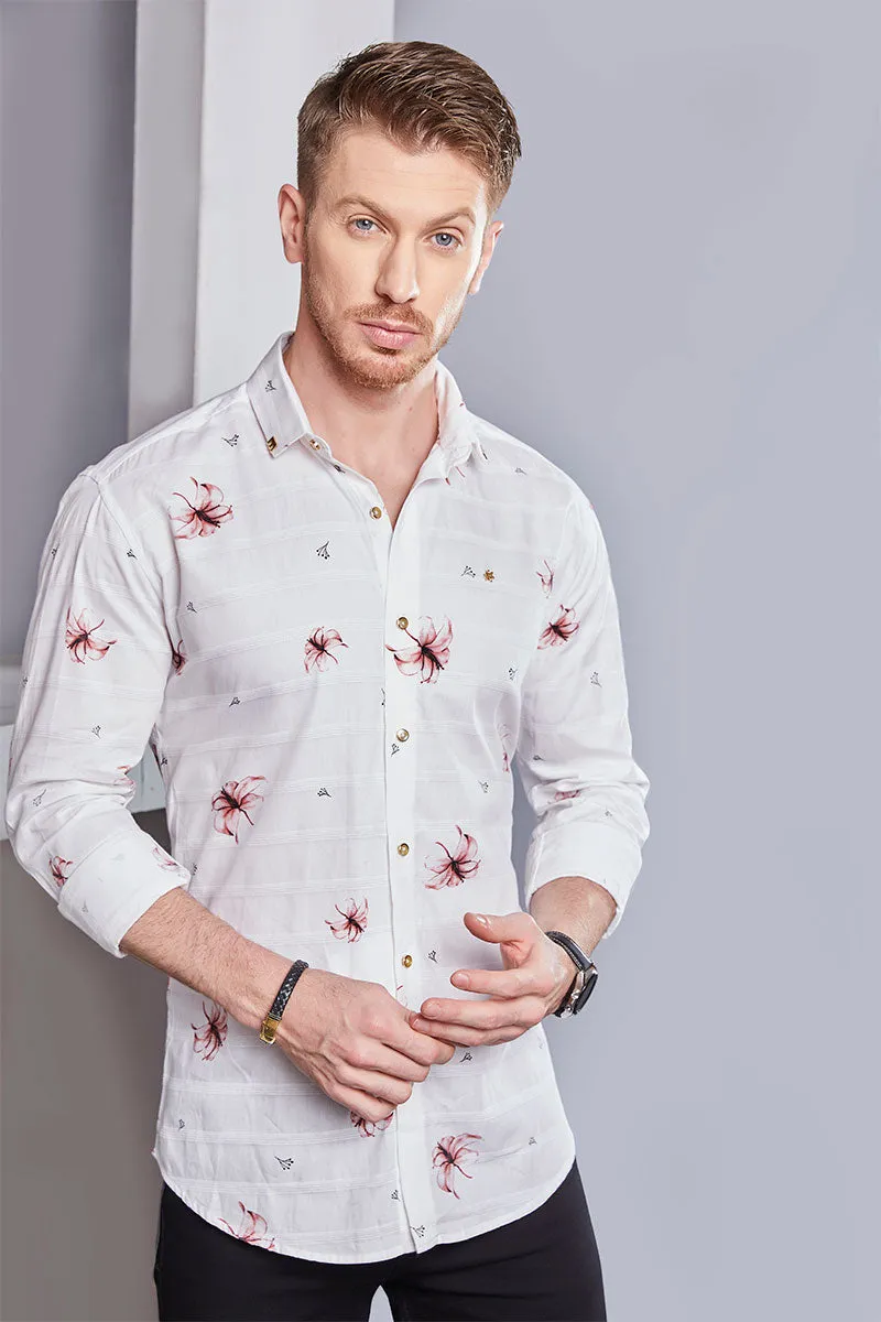 Lorenzo White Floral Digital Printed Shirt