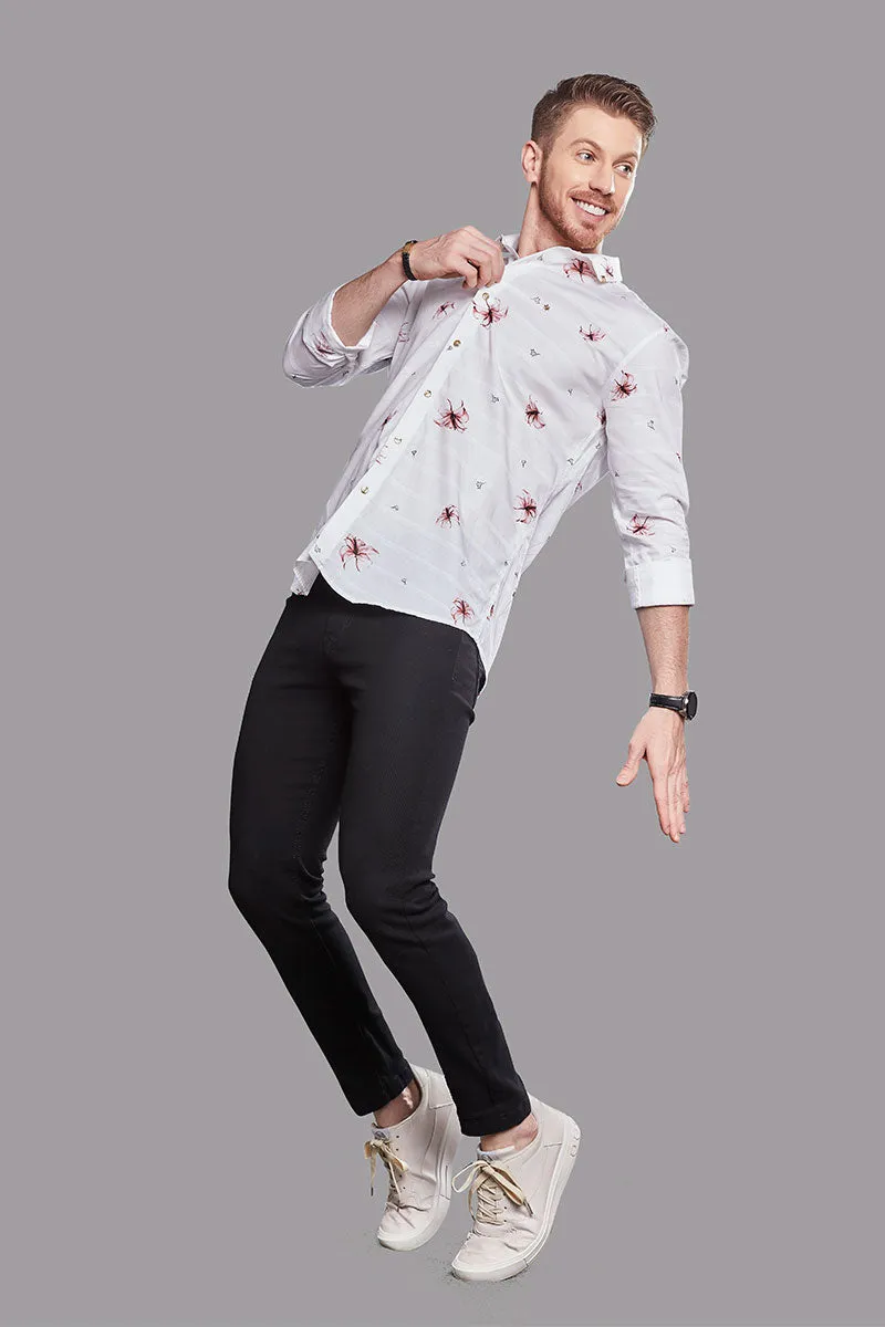 Lorenzo White Floral Digital Printed Shirt