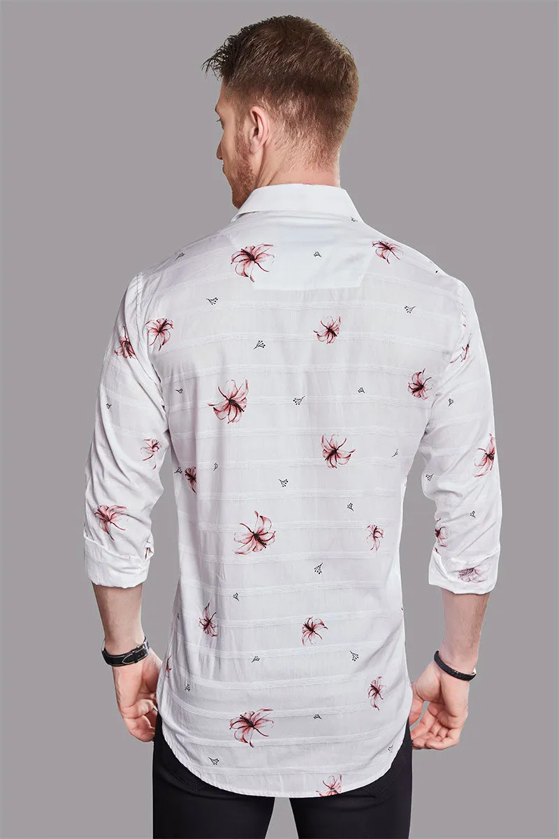 Lorenzo White Floral Digital Printed Shirt