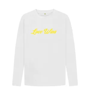 Love Wins Organic Long Sleeve T-shirt, white, Denim Blue, Grey, Black.