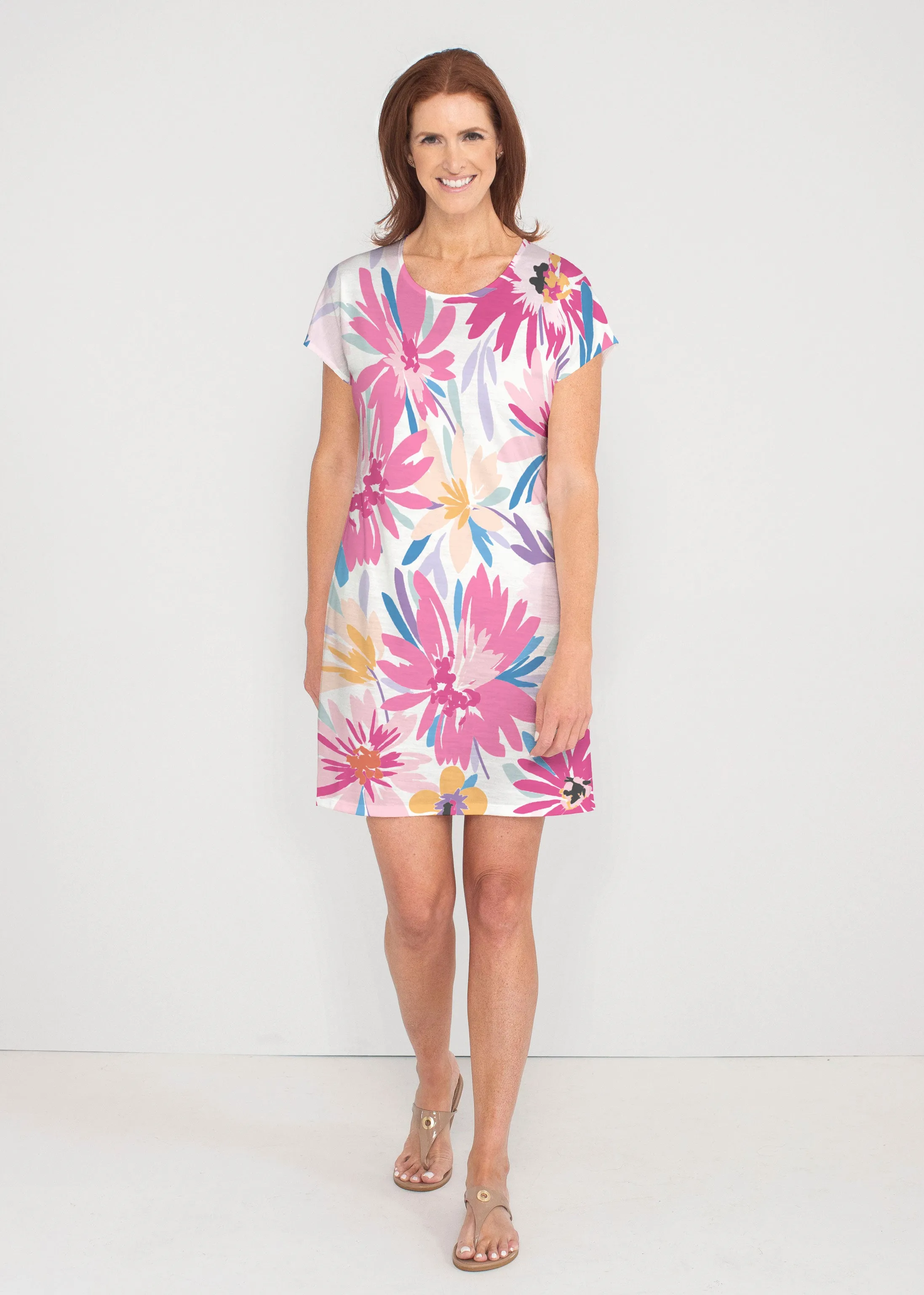 Loves me Loves me Not (8068) ~ French Terry Short Sleeve Crew Dress