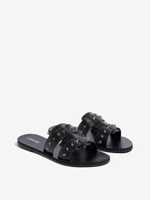 LUNA BLU Black Stud-Detailed Slides