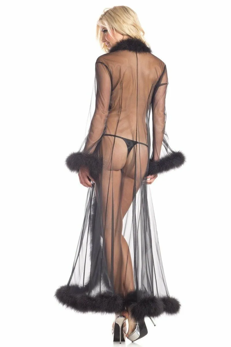 Marabou Trimmed Full Length Robe