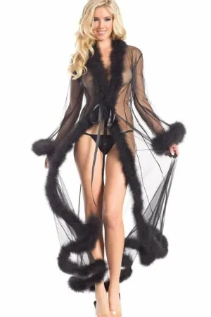 Marabou Trimmed Full Length Robe