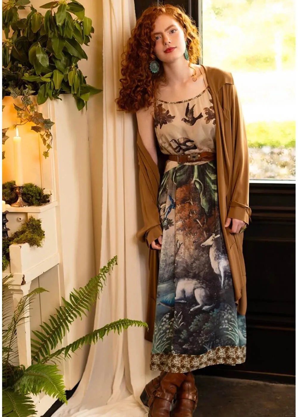 Market Of Stars Theatre Of Dreams Deer Maxi Dress Kimono Multi