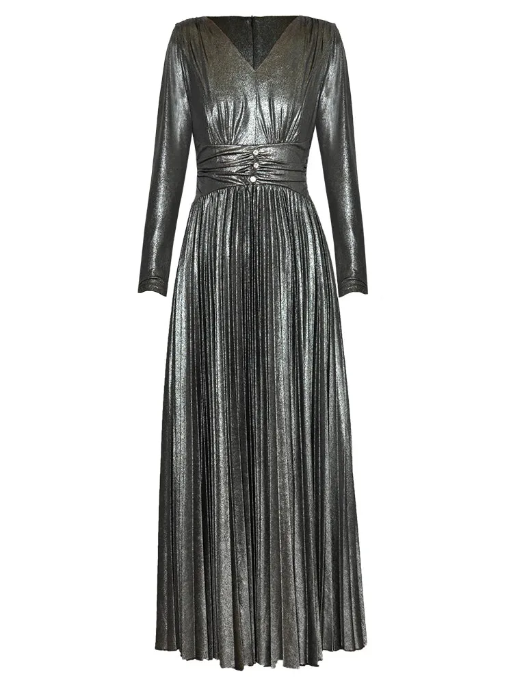Marley Gold  Silver Vintage Pleated Dress
