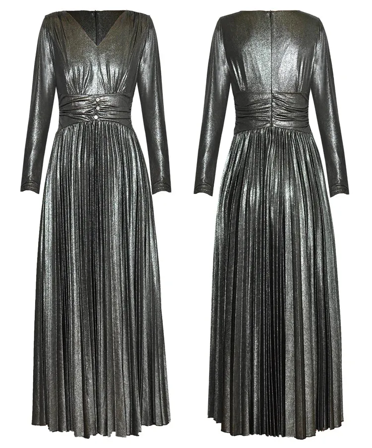 Marley Gold  Silver Vintage Pleated Dress