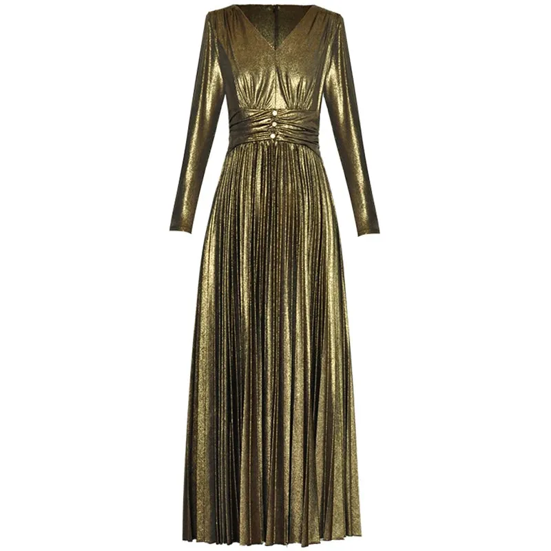 Marley Gold  Silver Vintage Pleated Dress