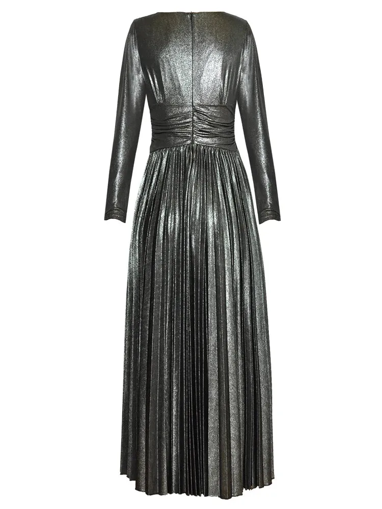 Marley Gold  Silver Vintage Pleated Dress