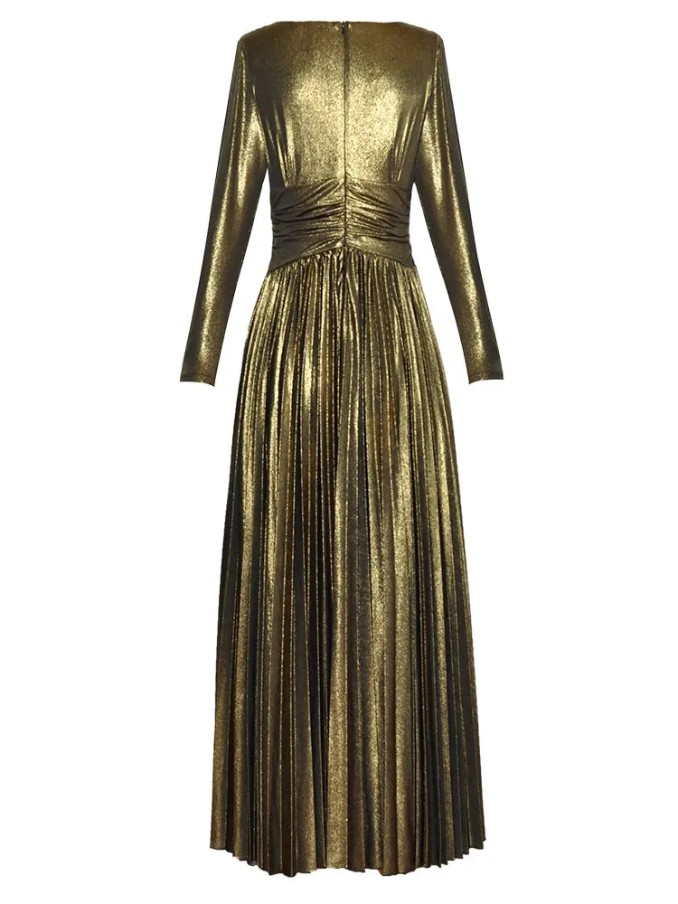 Marley Gold  Silver Vintage Pleated Dress