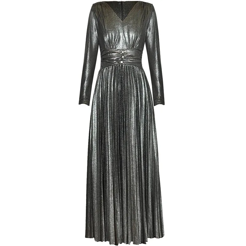 Marley Gold  Silver Vintage Pleated Dress