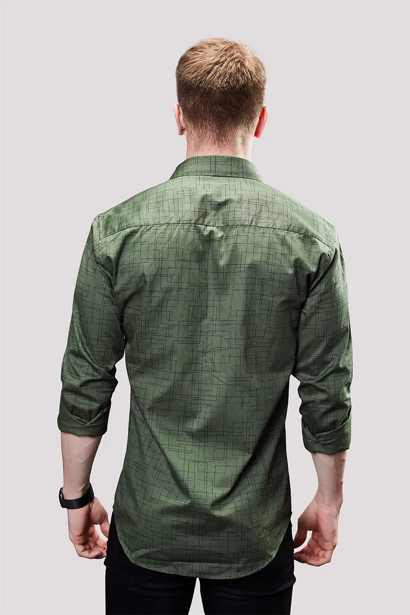 Marlon Green Geometric Printed Shirt