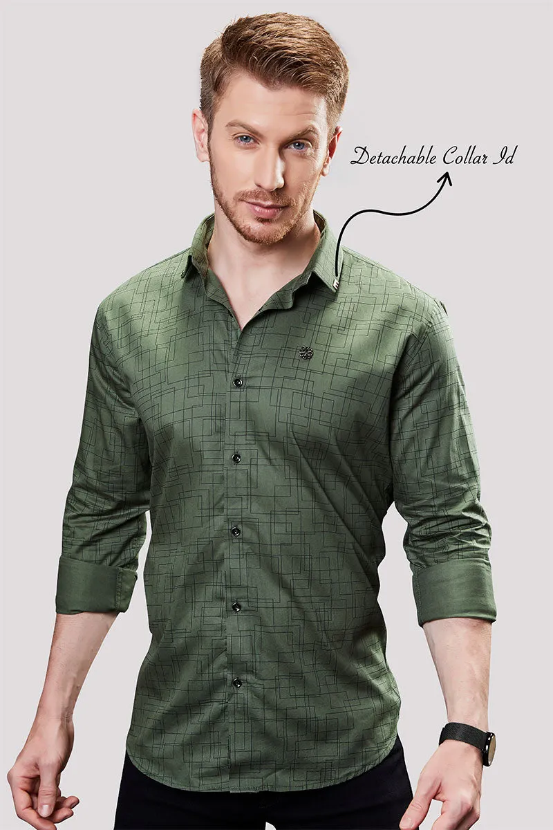 Marlon Green Geometric Printed Shirt