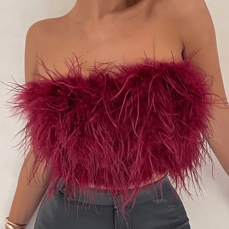 Mason | Women's Feather Bandeau Party Top – Perfect for Summer