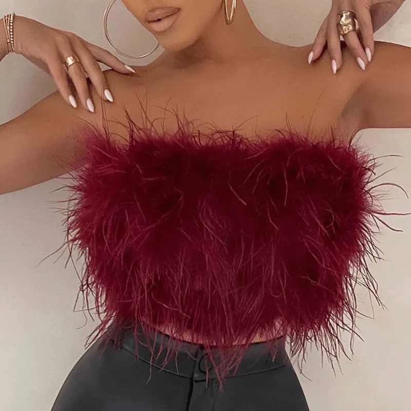 Mason | Women's Feather Bandeau Party Top – Perfect for Summer